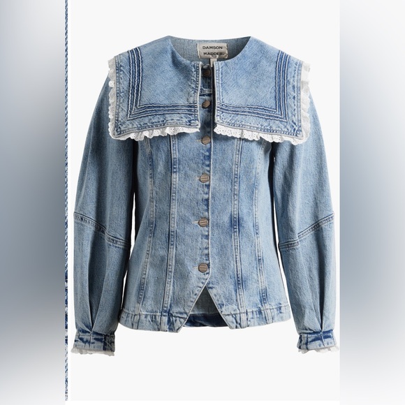 Damson Madder Broderie Anglaise Ruffle Denim Sailor Jacket - Picture 1 of 11
